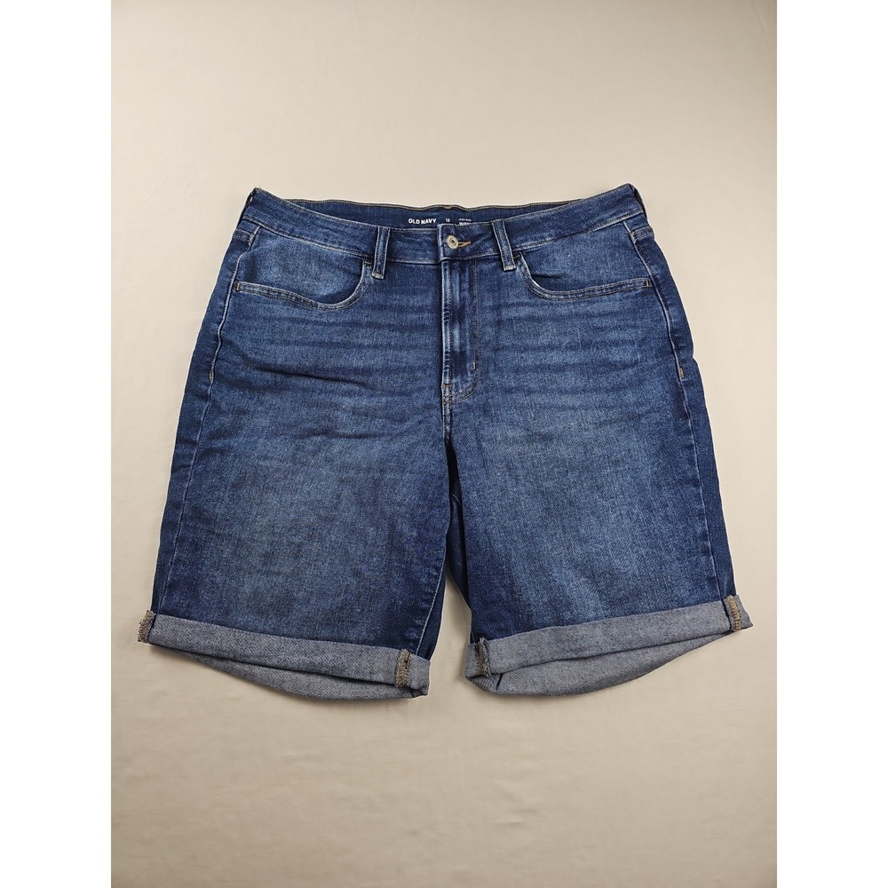 Old Navy High Rise Wow Bermuda Shorts 12 Regular Blue Denim